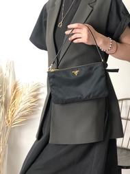 【日本直送 名牌中古包】PRADA 普拉達 側背包 黑色 標誌 尼龍 配件包 vintage 古著 w5h4j5