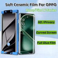 ฟิล์มเซรามิกสำหรับ OPPO Reno 11 10 9 8 7 6 5 Pro Plus ที่ป้องกันหน้าจอแบบโค้งแบบเต็มรูปแบบฟิล์มป้องกันความเป็นส่วนตัวชัดเจนแบบ HD สำหรับ OPPO Reno 8T G5ฟิล์มบางไม่ใช่กระจก