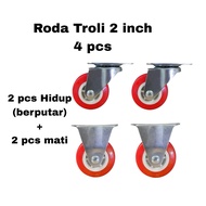 MERAH 2 inch nylon trolley wheels 4 pcs 2 live 2 dead caster wheels cart wheels trolley wheels redNi