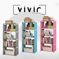 VIVIR Korean 4 Coloum DIY Book Storage Shelf Bookcase Multilayer Lightweight Book Shelf Cabinet Rack