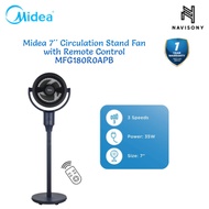 Midea 3 Blades 7 Inch Circulation Fan With 3 Speed Levels & Remote Control  MFG180R0APB