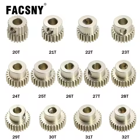 48P 5MM Aluminum Pinion Motor Gear 20T 21T 22T 23T 24T 25T 26T 27T 28T 29T 30T 31T 32T for 1/10 Scx1