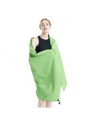 1入組純色雙面珊瑚絨運動速乾毛巾，適用於游泳、海灘、衝浪沙灘巾