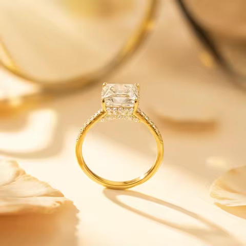 JOVOVASMILE Moissanite Ring 5 Carat 12*8mm Crushed Ice Radiant Cut 18k Gold Wedding Band With GRA Ce