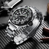 Addies Dive Men Fashion Casual Watch Calendar Display 50m Waterproof Tube Luminous Watch Black Dial Rotating Bezel Quartz Watch