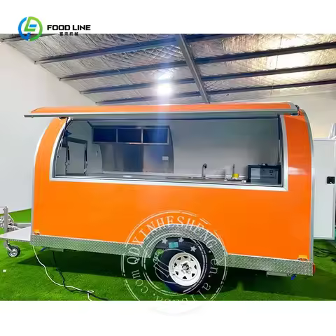 2.5m Coffee Cart Concession Cart Eating Carts FRP Orange Trailer Vend Trailer