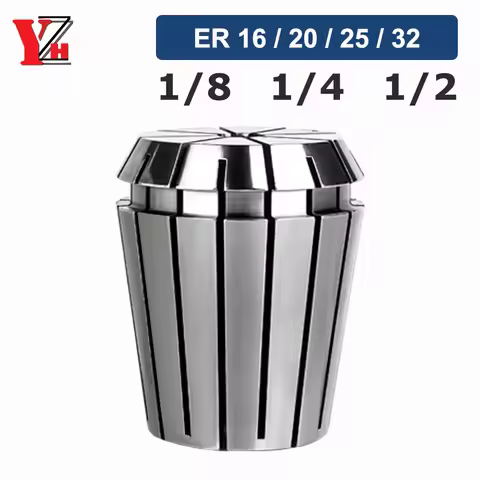 ER Spring Collet ER16 ER20 ER25 ER32 ER40 3.175mm 6.35mm 12.7mm -1/8 1/4 1/2 High Precision 0.008mm 