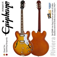 Epiphone® Riviera กีตาร์ไฟฟ้า ทรง Semi Hollow ยุคปี 60s 22 เฟรต ไม้เมเปิ้ล/มะฮอกกานี ปิ๊กอัพ Epiphon