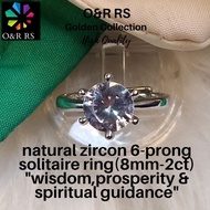 O&R RS natural zircon 6-prong solitaire ring(8mm-2ct)