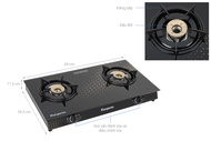 Bếp gas dương đôi Kangaroo KG8G1C - Mặt kính chịu lực - Hệ thống đánh lửa Magneto - Hàng chính hãng