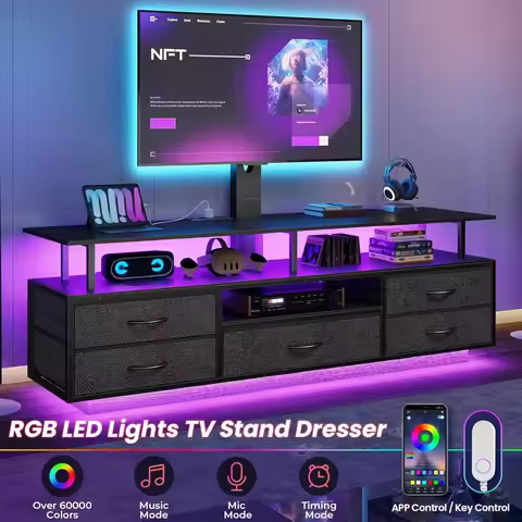Brand new fast shipping TV Stand with Mount for 32 55 65 70 inch TVs 51.2 LED TV Stand with Power Ou