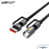 Acefast J5 Multi-Function Charging Data Cable USB-A+ USB-C+ LED Light - Black