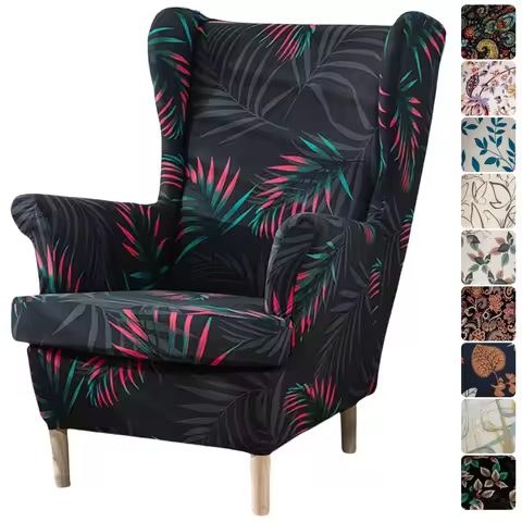 Printed Wing Chair Covers For STRANDMON Chairs Stretch 2 Piece Wingback Chair Slipcover Wingback Arm