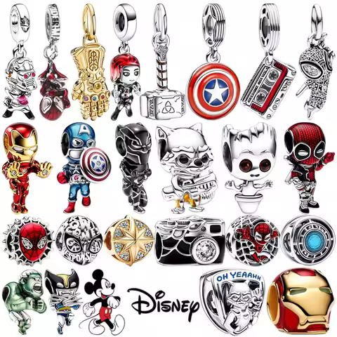 Disney DlY Marvel Universe Jewelry Gifts Iron Man Spider-Man Dangle Charms Beads Fit Original Europe