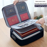 [3 Layer] High Quality Large-capacity 3 Layer Document Storage Bag with Lock Briefcase A4 File Storage Box Multi-function Waterproof Document Organizer &amp; Travel Safe Bag Storage Basket
