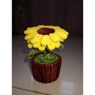 DIY BUNGA MATAHARI KAWAT BULU POT