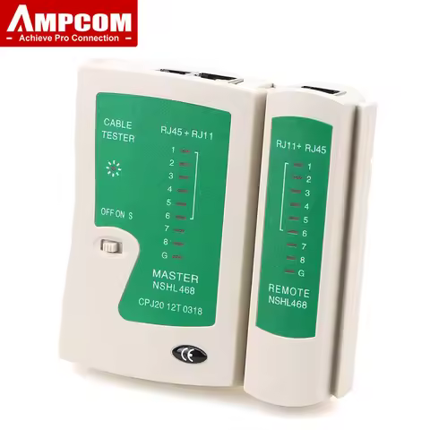 AMPCOM Network Cable Tester RJ45 Ethernet Cable Checker LAN Checker for Cat5 Cat6 CAT7 8P 6P LAN Cab
