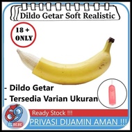 Dildo Bergetar Soft Realistic | Batang + Testis Sextoys Masturbasi Termurah