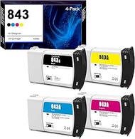 843 Ink Cartridge (BK/CY/MG/YL) Replacement for HP 843 Ink Cartridge 4-Set of PageWide XL 4000 4100 