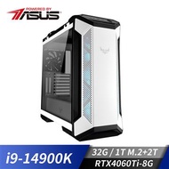 華碩平台[雪虎驚神]i9獨顯水冷電腦(i9-14900K/32G/2T/RTX 4060 Ti/1TB_M2) 雪虎驚神