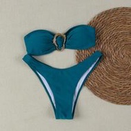 Polovedo Official New Blue Solid Color Sexy Elegant Casual ชายหาด Holiday Party Date Strapless Bikin