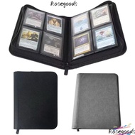 ROSEGOOD Trading Card Holder Book, Side-Loading Zipper Closure 4 Pocket Card Binder, High Quality PU