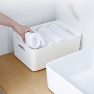 日本霜山 無印風霧面附蓋把手收納盒-M-3入