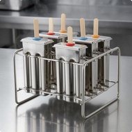 [lzdxwcke3pu] Stainless Steel Chilled Treat Form with Rack 6 Cup Chilled Treat Form Wooden