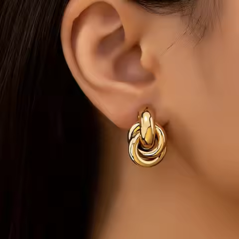 Twists Gold Silver Color Knot Hoop Korean Earrings for Women Shiny Plating Trendy Earring butterfly 