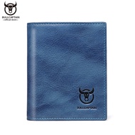 BULLCAPTAIN กระเป๋าสตางค์หนังผู้ชายคุณภาพสูง Casual Retro Business Card Holder RFID Anti-Theft Brush