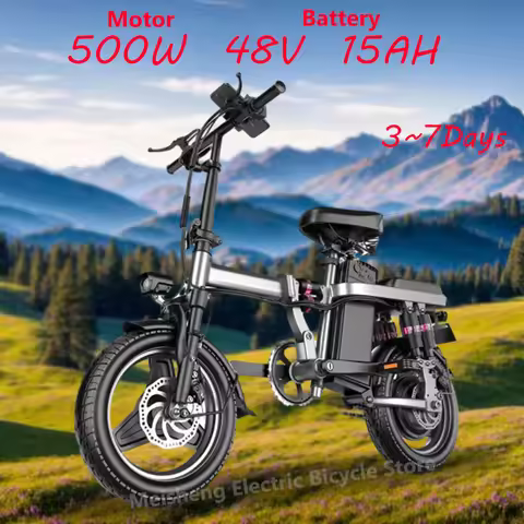 F12 E bike 500W motor 48V15AH battery Folding Electric Bike14 Inch Tire Moped with Pedal Drop for Tr