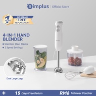 Simplus 4-In-1 Handheld Immersion Blender | Dual Large Jugs | Stainless Steel Blades | Egg Beater Mi