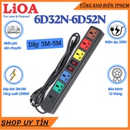 LIOA multi-purpose power outlet, 2200W, 6 sockets, 2 switches, cord length 3M, 5M, 6D32N - 6D52N - G