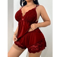 性感睡衣  Pajama Girl 睡衣女  大码睡衣两件套女夏性感吊带蕾丝内衣短裤家居服套装纯欲06.22