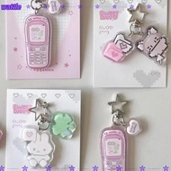 WATTLE Anime Keychains, Pixel Bunny Bag Pendant Decoration, Y2K Style Anti-lost Y2K Keyring For Girl