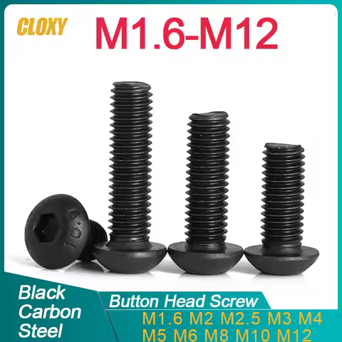 100/ 50/ 20/ 10/ 5/ 2/ 1pcs M1.6 M2 M2.5 M3 M4 M5 M6 M8 M10 M12 Grade10.9 Hex Socket Round Button He
