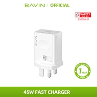 Bavin 45W PD Type-C Fast Charger Wall Charger Adapter QC3.0 IP Phone Pad Laptop Charger UK Plug PC80