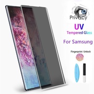 Privacy Galaxy S21 Ultra 5G UV 3D 鋼化膜玻璃保護貼 防窺全屏全覆蓋全貼身 指紋解鎖通用 Compatible with in-Display Fingerprint Sensor, 3D Full Adhesive UV Glue Curved Edge to Edge Saver Case Friendly Full Coverage Tempered Glass Film Protective Cover Screen Protector For Samsung