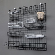 Mesh Grid Shelf Wall Iron Grid Shelf Hanging Basket DIY Wall Shelf Storage Iron Basket Snack Grid Sh