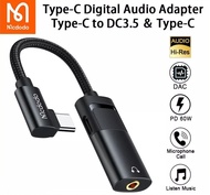 Mcdodo 60W PD USB C to 3.5mm+Type-C Headphone Digital Audio Adapter DAC Hi-Res Aux Cable For iPad Pro Macbook Type C Fast Charge Earphone Splitter Converter For Samsung S22 S21 S20 Ultra Note 20 Huawei Xiaomi