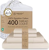 100% Certified Egyptian Cotton Sheets Queen Size, 4 Piece Sateen Weave Light Beige Luxury Bed Set, S