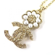 香奈兒 (CHANEL) B22K 山茶花可可標誌水鑽仿珍珠項鍊，金色，附原廠盒，女士款，成色極佳