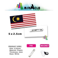 Lencana Nametag Malaysia Jalur Gemilang Flag Malaysia Tag (Pin/Magnet) - Saiz 5x2.5cm - 1pc