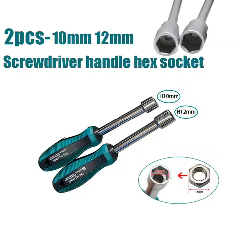 2-piece set of 10mm/12mm hex nut handle sockets, professional hand tools, hex nut removal and instal
