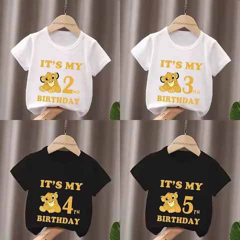 It's My 1 2 3 4 5 6 7 8 9 Years Birthday Boys Girls T Shirt Lion King Cute Simba Cartoon Kids Clothe