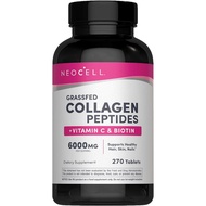 NeoCell Collagen Peptides Pills | 270 Caplets | with Vitamin C and Biotin | Grass Fed Bovine | Hair,