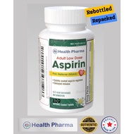 Health Pharma Aspirin 81 mg Enteric Coated Low Dose Strength Pain Reliever | REBOTTLED 100 TABLETS