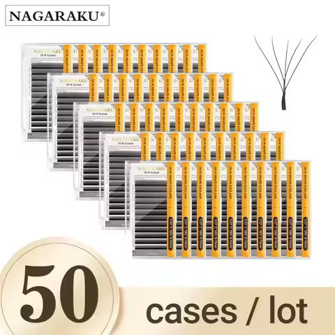 NAGARAKU 50 Cases W Shape 3D 4D 5D 6D 7D 8D Premade Fans Eyelash Extensions Natural Soft Light Full 