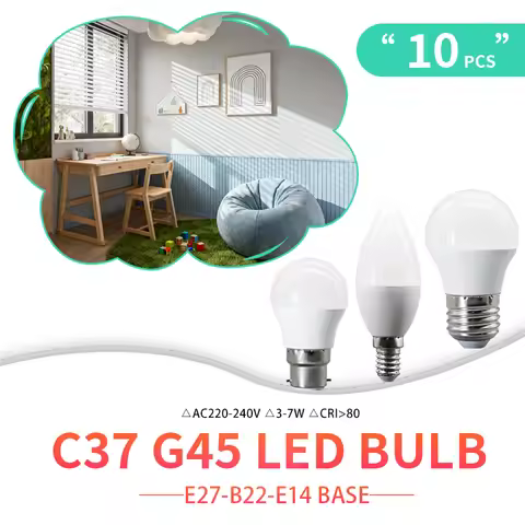 10PCS/LOT C37 G45 LED Candle Light Mini Bulb AC220V E14 E27 B22 Head Light Flicker-free 3W-7W Suitab