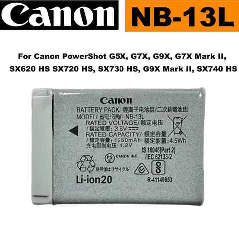 Original NB13L NB-13L Battery for Canon PowerShot G5X, G7X, G9X, G7X Mark II, SX620 HS SX720 HS, SX7